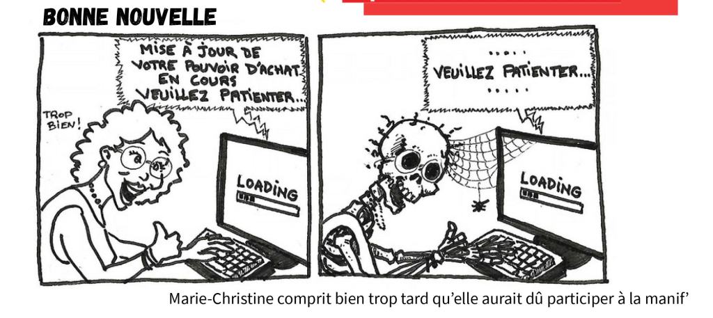 Dessin humoristique CGT "bonne nouvelle"